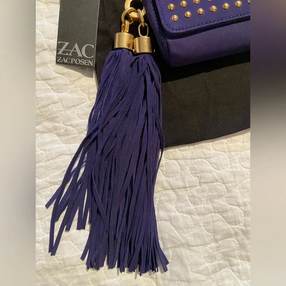 NWT ZAC Zac Posen Claudette Studded Tassels Clutch - Picture 4 of 12